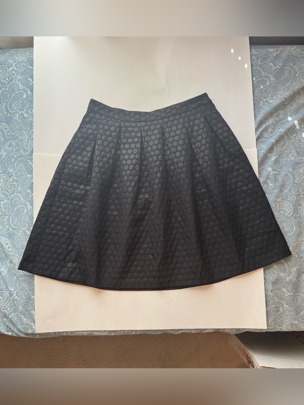 Elle Black Textured Skater Skirt Size 12
